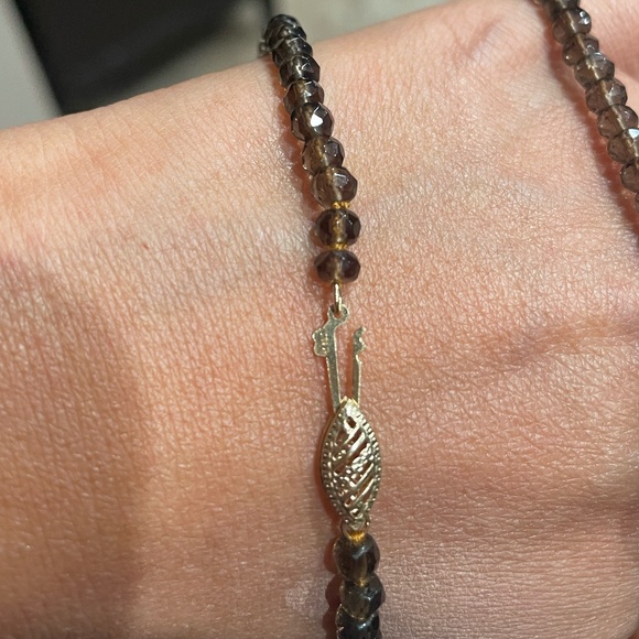 14K Clasp Golden Brown & Gold Beaded Necklace - Picture 5 of 7